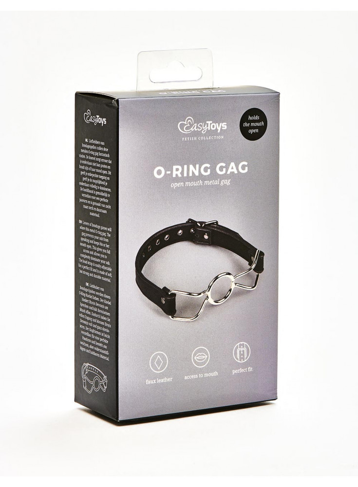 Leather and Metal Ring Gag BDSM from easy toys front packaging