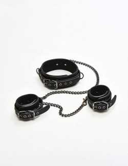 Leather Handcuffs & Collar BDSM EasyToys