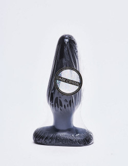 Black cone-shaped anal plug 13.5 cm packaging