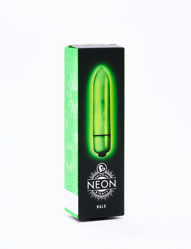Bullet Vibrator Halo Neon Green packaging Bullet Vibrator Halo Neon Green packaging