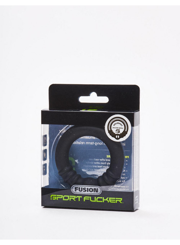 Packaging Fusion Holeshot Black Silicone Cock Ring Size XL from Sport Fucker