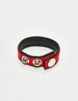 Red & Black Leather Cock Ring from Black Label