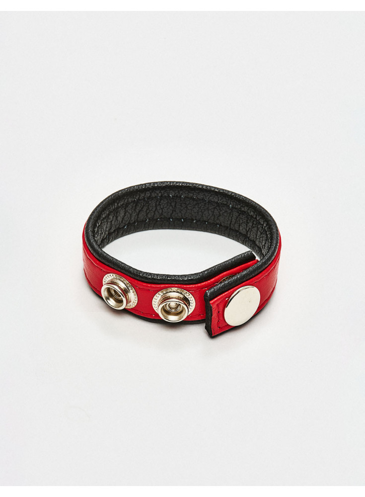 Red & Black Leather Cock Ring from Black Label