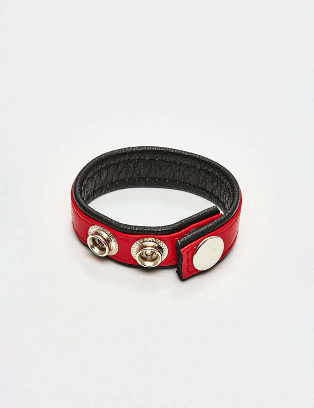 Red & Black Leather Cock Ring from Black Label Red & Black Leather Cock Ring from Black Label