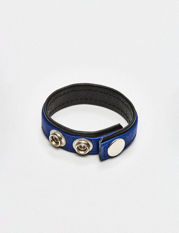 Blue & Black Leather Cock Ring from Black Label Blue & Black Leather Cock Ring from Black Label