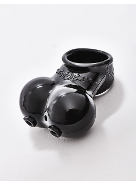 Black TPR Cock Ring Squeeze My Sack from Master Series