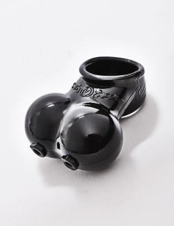 Black TPR Cock Ring Squeeze My Sack from Master Series