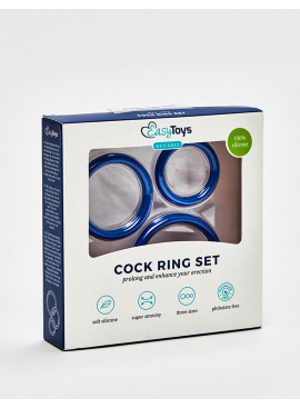 Set of 3 Blue Silicone Cock Ring from Easy Toys packaging
