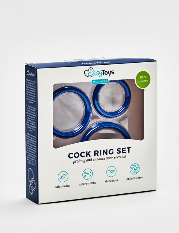 Set of 3 Blue Silicone Cock Ring from Easy Toys packaging