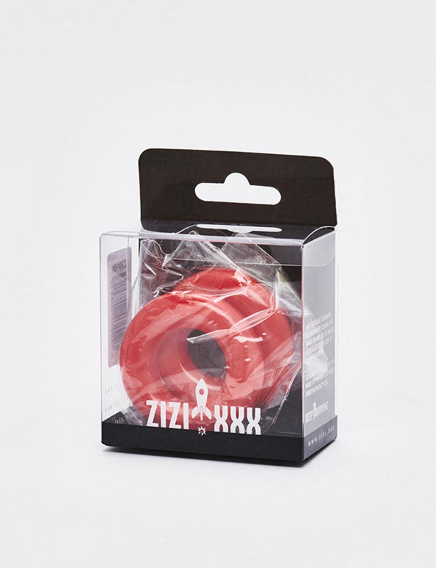 Pack of 2 red silicone cock rings from Zizi XXX packaging Pack of 2 red silicone cock rings from Zizi XXX packaging