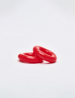 Pack of 2 red silicone cock rings