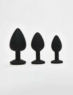 Set of 3 black Diamond Butt Plug