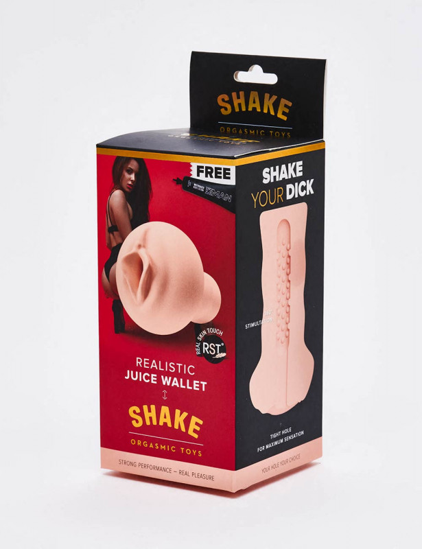 Realistic Masturbator Shake Juice Wallet front packaging Realistic Masturbator Shake Juice Wallet front packaging