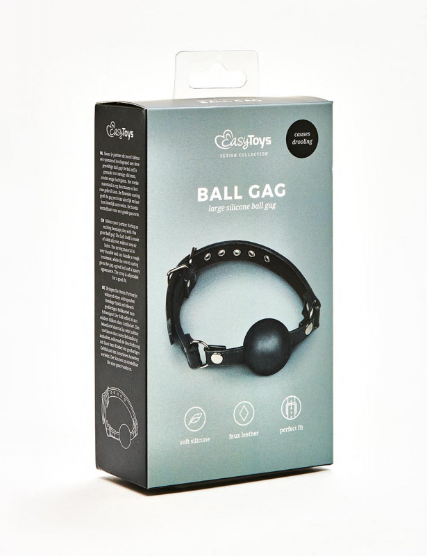 Leather and Metal Ball Gag BDSM from easy toys front packaging Leather and Metal Ball Gag BDSM from easy toys front packaging