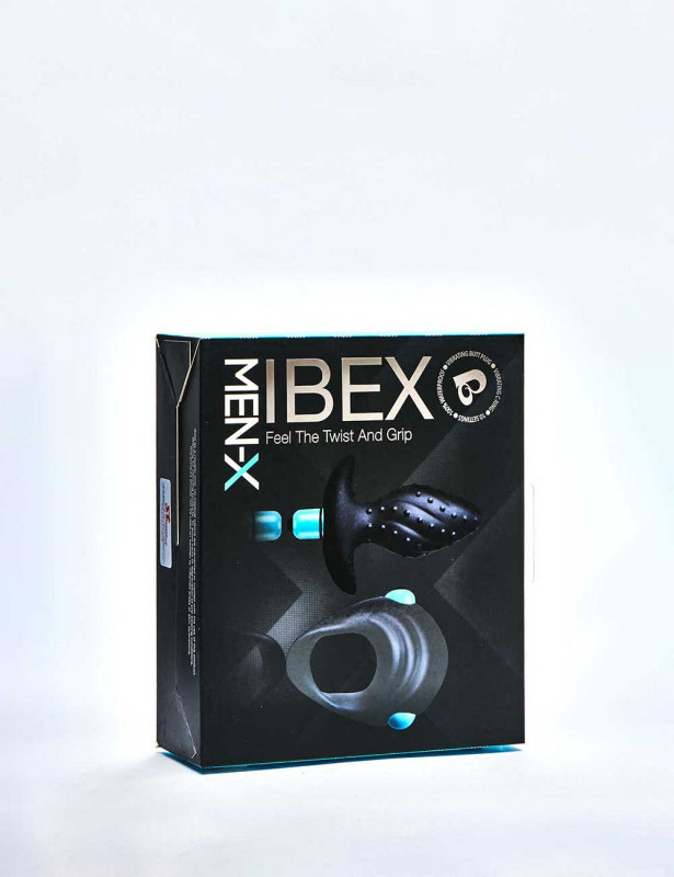 Pack Ibex Men-X Vibrating Cock Ring & plug from Rocks Off packaging Pack Ibex Men-X Vibrating Cock Ring & plug from Rocks Off packaging