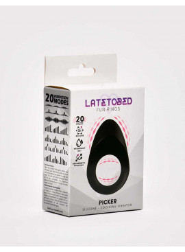 Black Vibrating Cock Ring from Latetobed front packaging