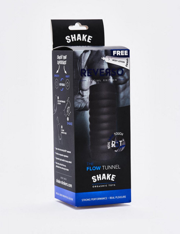 Shake Masturbator Flow Tunnel Black packaging