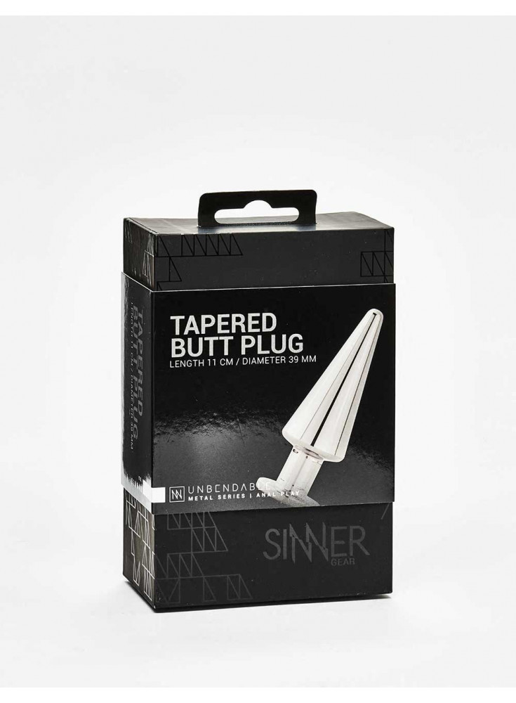 Stainless steel Tapered Butt Plug from Sinner packaging