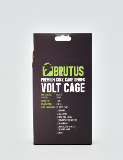 Transparent Chastity Volts Cage by Brutus back packaging