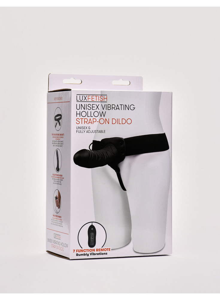 Unisex vibrating hollow strap-on dildo packaging